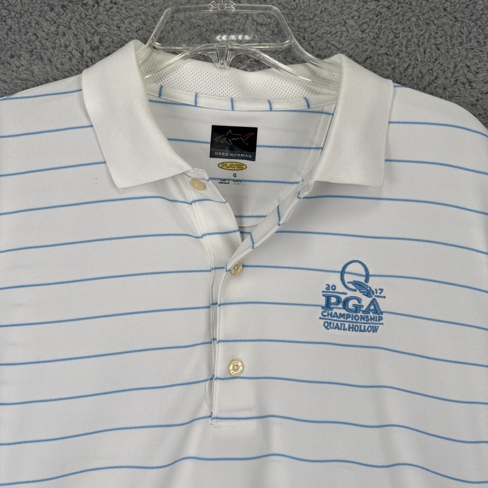 Greg Norman Play Dry Golf Polo Mens XL White 2017 PGA Championship Quail Hollow